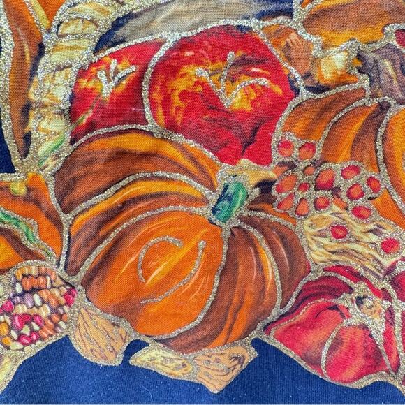 Vtg Autumn Fall Thanksgiving Best Fruit of the Loom Black USA T-Shirt XXL *Flaw* - Picture 8 of 12